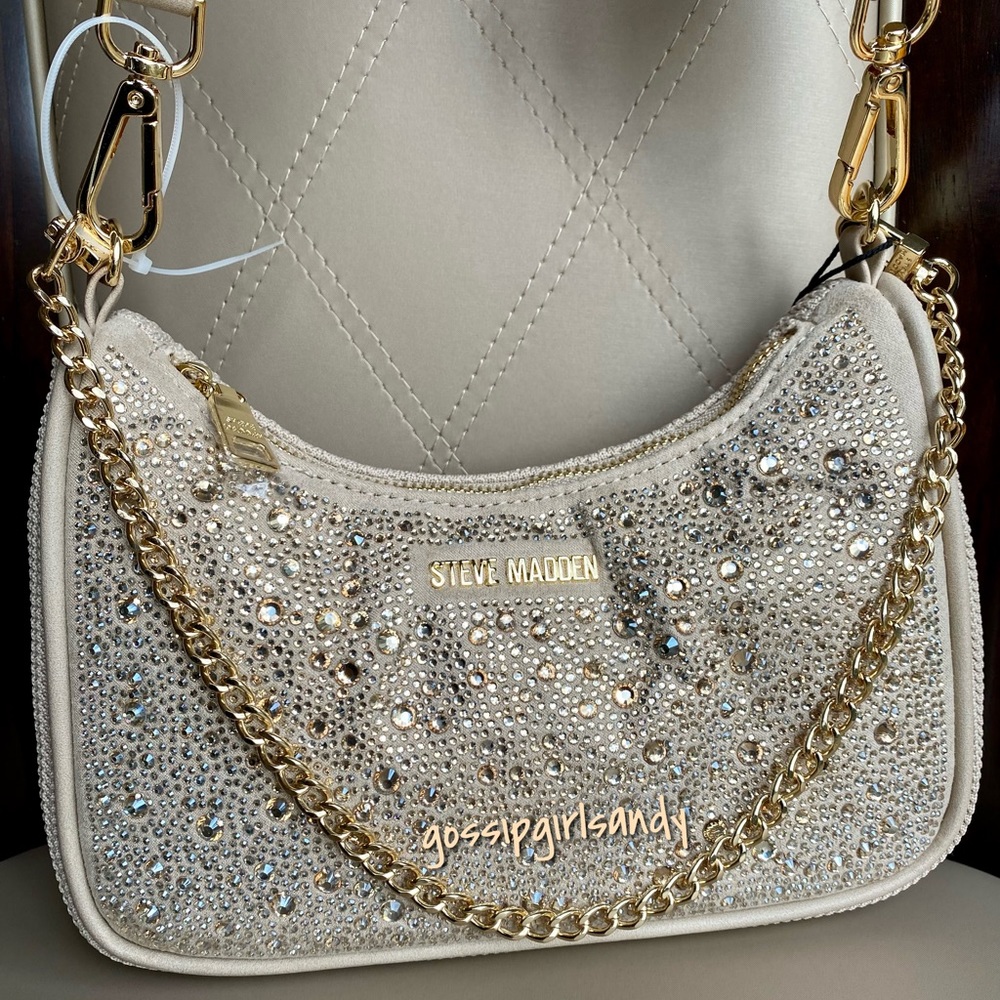 Steve Madden Tan Btamela Rhinestone Crossbody Handbag - Picture 3 of 12